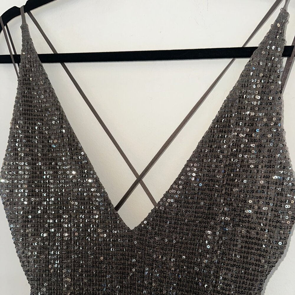 Express Sparkly Sequin Spaghetti Strap Top - image 2